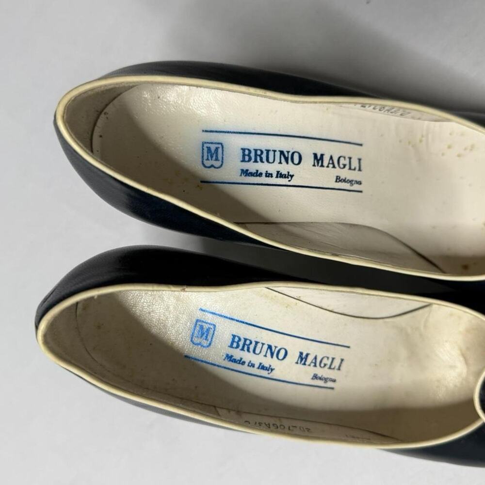 Vintage Bruno Magli Black Italian Made Italy Peep Toe 3"Heels Heels White Size 7 - Picture 8 of 8